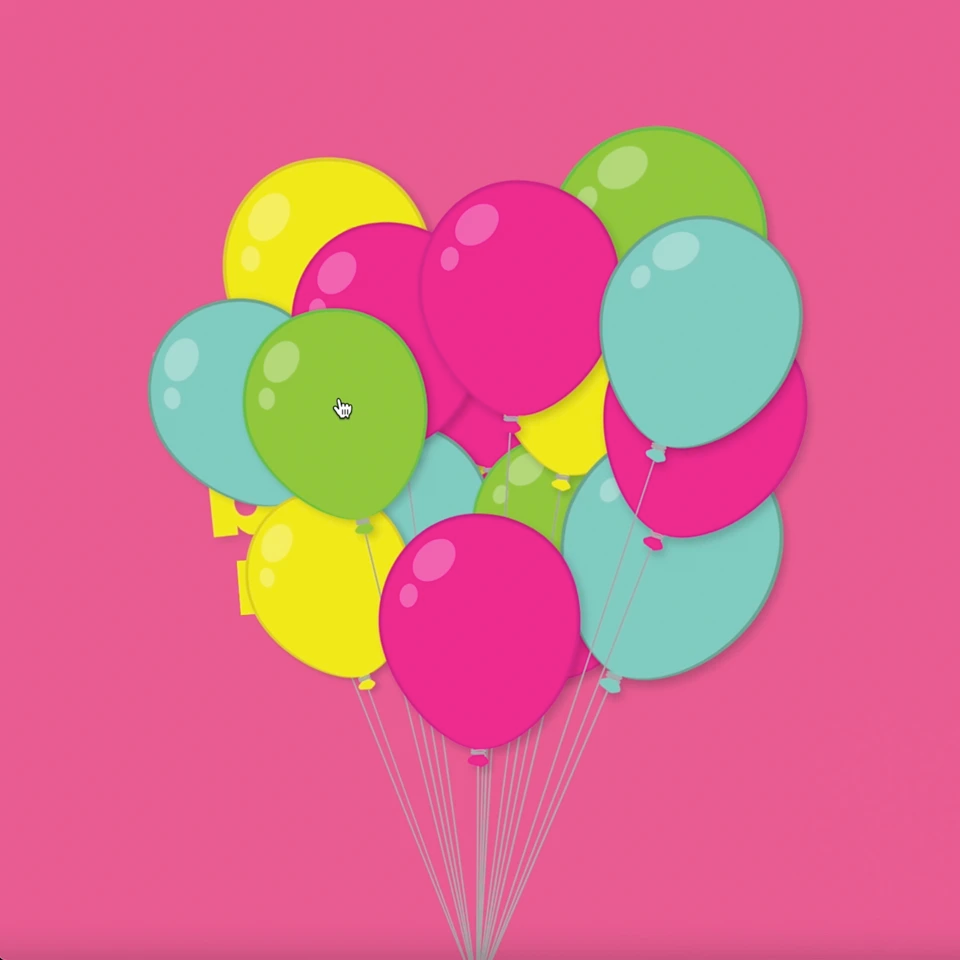 Ballons platzen – digitales Happy Birthday zum Spielen und Geschenk auspacken 