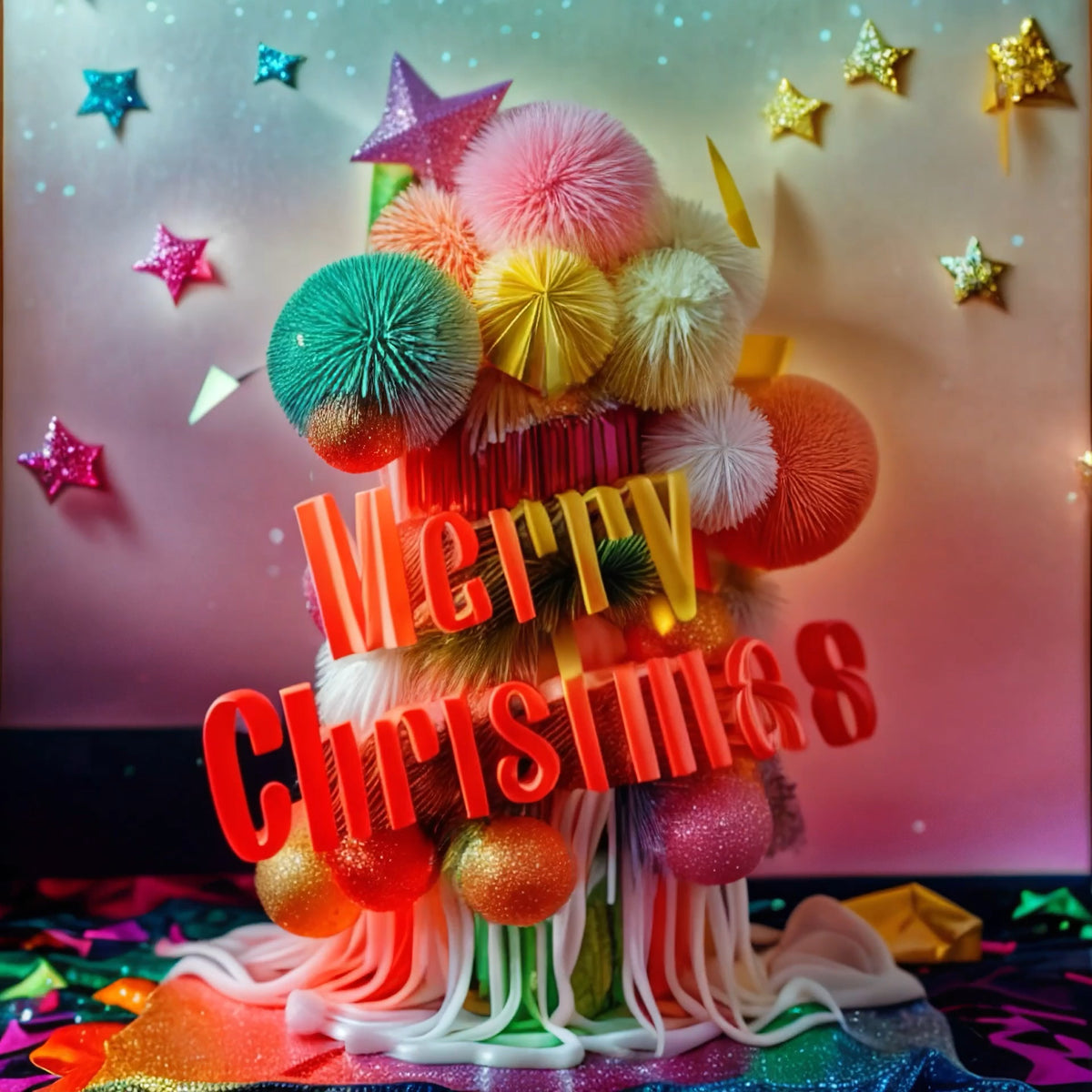 Merry Christmas bunt verpackt
